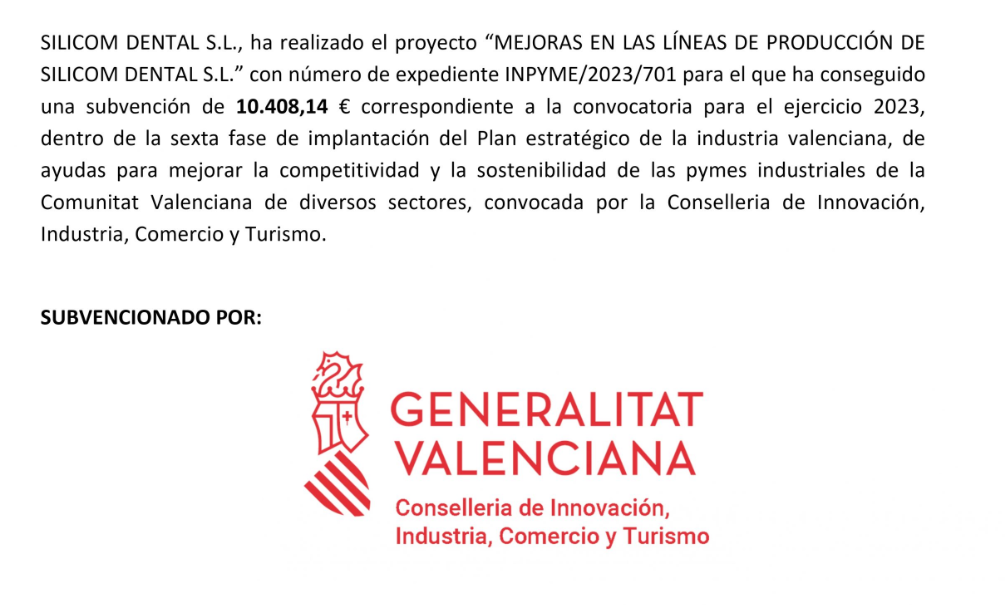 Subvención concedida para mejoras en las líneas de producción (INPYME/2023/701)